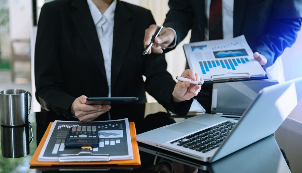 Senior finance professional in Dubai office meeting